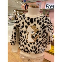 프렌치캣 (Q15DBT120V) 아이보리 달마시안 퍼 탑 티셔츠 K