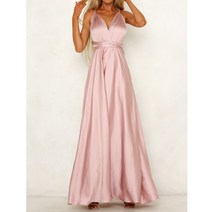 드레스 원피스 여성 봄 여름 녹색 새틴 파티 붕대 끈이 없는 등이없는 긴 W05