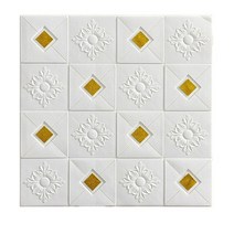 셀프 도배 수동 원룸 셀프 기계 풀칠기 풀 바르는 미장 70x70cm 3D 폼 스테레오 벽 스티커 자체 접착 DIY, 07 C-Golden
