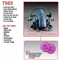 3M 착용감편한 방독세트 7502 2091 정화통 두개 호흡용보호구 밀폐공간작업