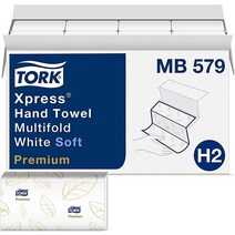 Tork Xpress 고급 멀티폴드 페이퍼 타월 H2 3패널 소프트 핸드 101293 100 재활용 섬유 찢어짐 방지 2겹 흰색 - 16 x 189장, Towel
