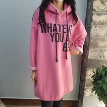 상상그이상 기모 프렌치 후드 오버핏 롱 티셔츠 원피스