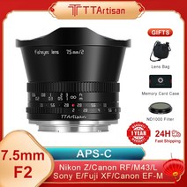 TTArtisan 7.5mm F2 APS-C 어안 렌즈 수동 초점 프라임 SONY E FUJI X Canon M Nikon Z Leica L 마운트, 01 Black_02 캐논 RF