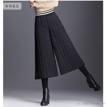 여성 방한 패딩 바지 와이드 패딩 여성 겨울 밴딩 7부 통바지 화이트 오리털 와이드