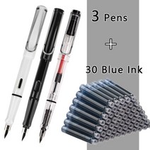 만년필선물의미 입문 쓰는법 각인 파우치 케이스 잉크 충전 학생 카와이 만년필 교체 가능 잉크 세트 검정파랑빨강 잉크 ef 0.38mm 학교 펜 사무 용품 편지지 쓰기, ef0.38mm, 33 개 블루 세트