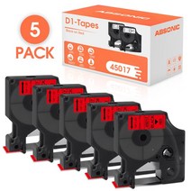 레트로한글타자기 옛날 빈티지소품 타자기5pcs D1 45017 검정 빨간색 Dymo 테이프 프린터 리본 LabelManage, 01 Black on Red