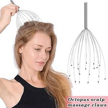 지압 탈모 모발 두피 마사지기 케어 스켈링 브러쉬 스테인레스 스틸 두피 마사지 헤드 마사지 깊은 이완을위한 20 발톱 스크래처 성장 자극 스트레스 릴리프, 은