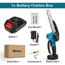 목공기계 나무컷팅기 목공각도절단기 철근절곡기 판금절단기 초음파컷팅기 합판 판넬 철근 철판 Gisam 브러시리스 체인 톱 무선 미니 핸드 헬드 가지 치기 목공 전기 마키타 18V, 2.1 Battery