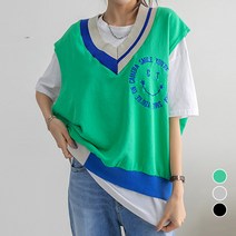 [나크21] (55~110) 시보리 배색 베스트 DM31-J-06