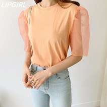 립걸엔젤 퍼프 반팔티셔츠