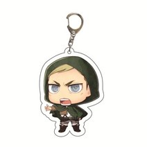 신상품 토끼 귀 애니메이션 피규어 타이탄 키 체인 공격 소장용 레비 에렌 어윈 Q 버전 열쇠 고리 팬 선물 도매, 16 17