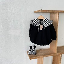 신생아옷 아기옷 가을 만화 곰 소년 원피스 의류 격자 무늬 칼라 신생아 바디 슈트 3587B