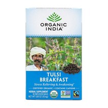 Organic India 툴시 홀리 바질 티 인디아 블랙퍼스트, 1.7g, 18개입