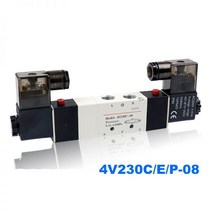 공압 솔레노이드 밸브 더블 코일 포트 1/8 1/4 24VDC 4V230C/4V230E/4V230P-08 5/3 웨이 제어, 4V330C-10 _12V