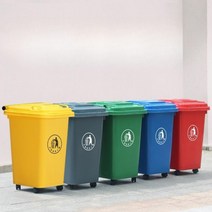 야외분리수거쓰레기통 30L 50L 학원 학교 공원 원룸 재활용 일반 쓰레기 처리함, 50L 바퀴형 그레이+80x100cm롤