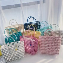 새로운 PVC 짠 가방 여름 패션 대용량 여성 가방 피크닉 야채 바구니 핸드백