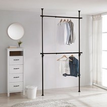 왕자행거 왕자 2단폭조절행거 실속형 블랙 32mm_971, 단일옵션