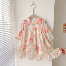 루라줌) 아기 유아 아동 키즈 어린이 6개월 2살 3살 쉬폰 진주 플라워 원피스 어린이집 등원룩 여아 여자아이 하객룩 코디룩 조카선물 북유럽풍 여아원피스 쇼핑몰