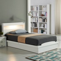 젠티스 LED 평상형 헤드수납 슈퍼싱글 퀸 침대프레임 (매트선택), B. 브루노 (화이트)
