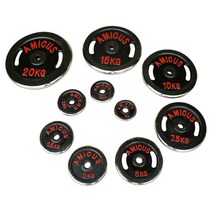 아미쿠스 손잡이 경량도금 바벨원판(홀지름28mm) 1kg ~20kg 무게선택구입 (KG당 3 600원), 20kg(낱개1장), 20kg