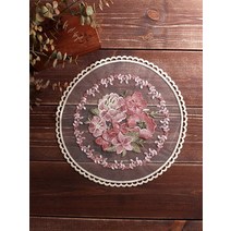 엔틱 자수러그 식탁커버 협탁러그 원형 꽃 레이스