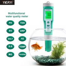 10 in PH/EC/TDS/ORP/H2/비옥/염분/S.G./비저항/온도 수질 측정기 수족관 용 디지털 다기능 테스터, 한개옵션0