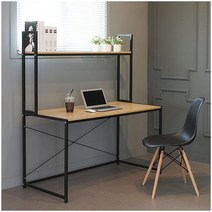 쭈bapha_철제원목 선반책상126 견고함 공간활용 수납 철체 수납형 디자인 일자 심플 메탈형 조립식 컴퓨터♥LtMS, ♥LtMS블랙