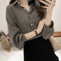 오노마 오노마 ONM 여자 대학생 가을룩 코디 잔체크 무늬 블라우스 셔츠 (9015324)