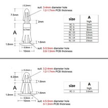 나일론 플라스틱 스탠드 오프 스페이서 리벳 푸시 인 잠금 클립 3-4mm 4.5-5.5mm 홀 용 고정 지지대 PCB, 05 RC-10