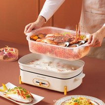 요리냄비 다용도 전골냄비 바비큐 일체냄비, 5L요리냄비(찜기포함) 화이트+로_200-800대
