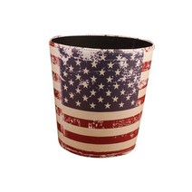 방수 PU 가죽 쓰레기 수 빈티지 쓰레기통 거실 바 빈 저장소 양동이 종이 바구니, 06 Stars and Stripes