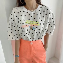 슈팅스타 / 캐주얼 레터링 프린트 도트패턴 반팔 티셔츠 315339