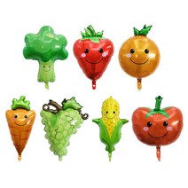 FCSHOP 알루미늄 호일 Mylar 및 라텍스 풍선 과일 및 야채 모양 7Pcs, 알루미늄 호일 알루미늄 호일, 설명