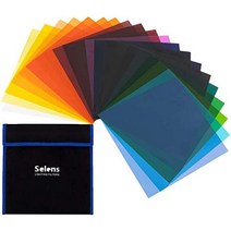 Selens 컬러 필터 25cmx25cm 조명용 젤 컬러 필터 반투명 색 보정 20색 세트 사진 촬영 스트로브 플래시 LED 라이트 헤드라이트 등 대응 스튜디오 촬영