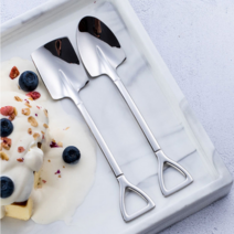 (4개) 재미있는 디저트 티스푼 세모삽 + 네모삽, 삼각형(2개)+사각형(2개)