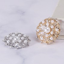 원형 진주 큐빅 브로치 정장 코트 드레스 패션 의상 포인트 핀 다양한 장식 스카프 자켓 수업용 공방 액세서리 허리 집게 고정 클립 머플러 숄더 코사지 공예 골드