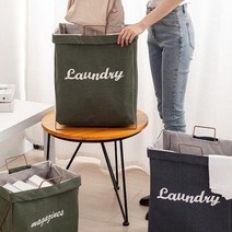 접이식 철재프레임 세탁바구니 빨래보관함 분리수거함, 그레이