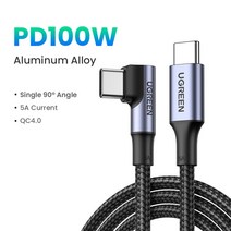 UGREEN-PD100W USB C to C 타입 고속 충전 케이블 샤오미 삼성 맥북 아이패드 5A 휴대폰 코드, [02] 100W Single Angle, [02] 1m