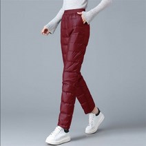 우모바지 우모복 백패킹 우모 구스 보온 패딩 다운 겨울 따뜻한 초경량 덕 스웨트 팬츠 하이 웨이스트 오버 사이즈 4xl 헐렁한 여성용 스노우웨어 기본 스트레이트 팬츠 new