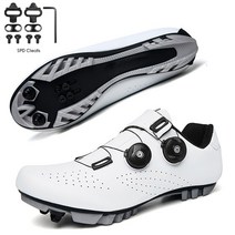 싸이클 슈즈 신발 남녀공용 사이클링 스니커즈 플랫 슈즈 클리트 자동 잠금, 없음, MTB white cleats+37