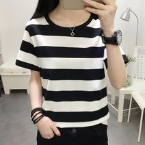 주디앤 여성 마리드 스트라이프 단가라 반팔 티셔츠