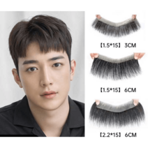 M자가발 엠자이마 남자앞머리가발 정수리 똑딱이 인모, 상세이페이지 참고, 1.5x15 머리 길이 6cm