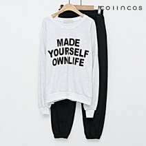 데일리 빅 레터링 맨투맨 조거 팬츠 셋업 IYSO