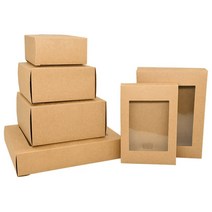 6Pcs 크 래 프 트 종이 쿠키 사탕 상자 PVC 창 결혼식 크리스마스 선물 포장 장식 생일 파티 용품, 01 brown_05 14.5x10.5x2.5cm