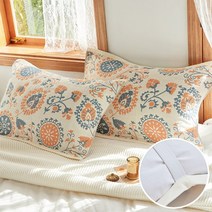 러빙랩 감성 디자인 밴딩형 워시드 거즈 베개덮개 데일리 베개커버