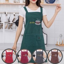 빅포켓 어깨끈 주방 카페용품 줄무늬 허리 데님 공방 미술 린넨 김장 앞치마 작업 방수 용, 쿠팡 그린, 쿠팡 본상품선택