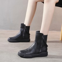 도오빠 KG 6096 여성 가죽 부츠 워커 앵클 미들탑 미들힐 가을 겨울 발편한 여자부츠