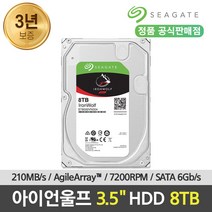씨게이트 아이언울프 NAS HDD, ST8000VN004, 8TB