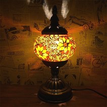스테인드글라스스탠드 테이블 모로코 레트로 민족 스타일 침실 거실 연구 이국적인 터키 램프, 초콜릿 색상, 전원 스위치 버튼