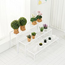 인퍼니처 베란다화분정리대 철제화분진열대 철제화분받침대 화분정리대 화분받침대 스텐드 선반 다육이거치대 화분대, (단품) 사각1단(소) 화이트-1개